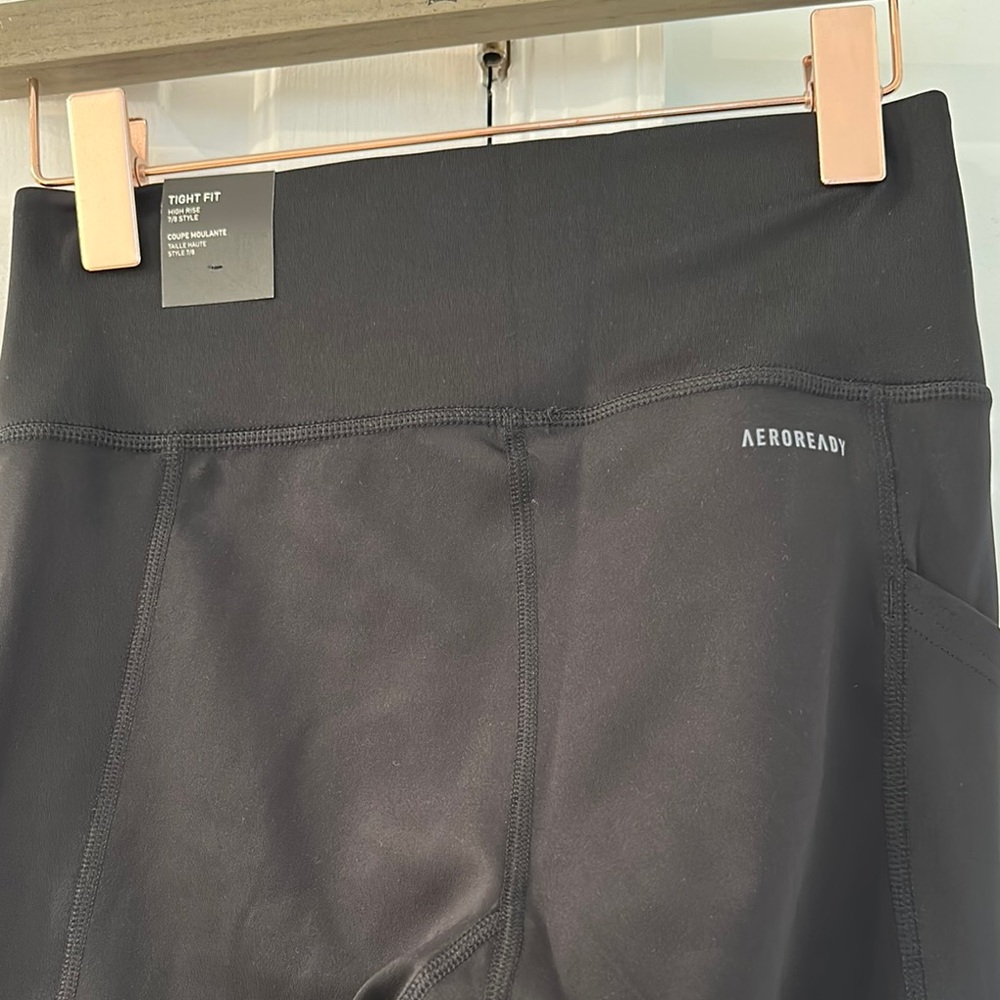 NWT Adidas Black Leggings with Gray Stripes - Picture 12 of 14